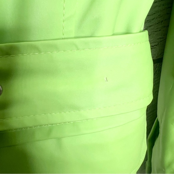 Vintage Braetan Bright Lime Green Double-Breasted Belted Trench Coat Size Small - Picture 9 of 13